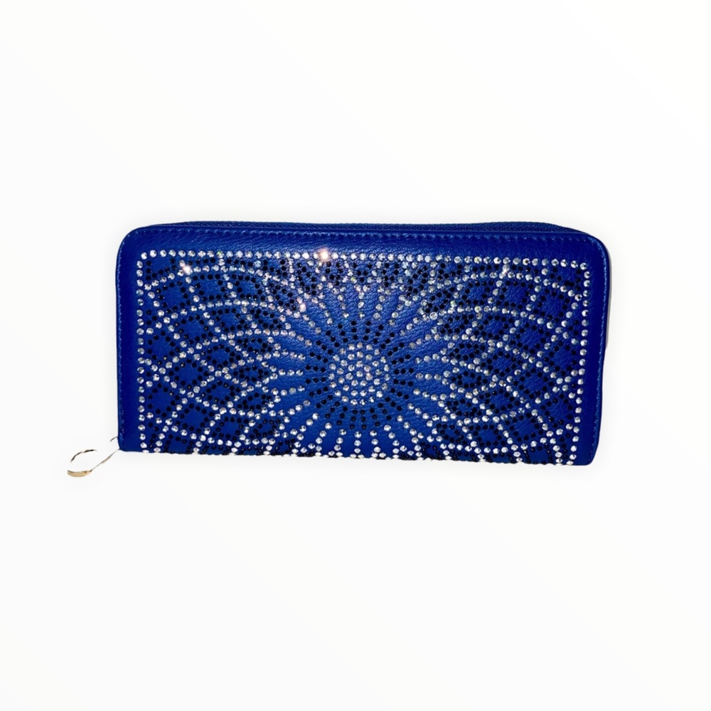 Beautiful blue 💙 floral rhinestone fashion bling wallet